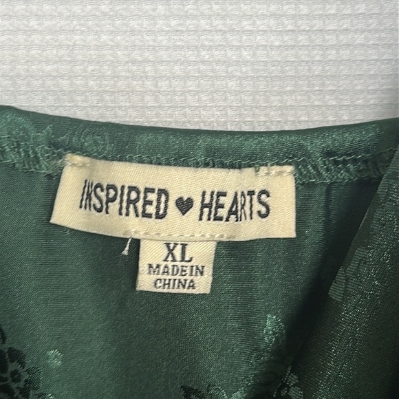 Inspired Hearts Cowl Neck Floral Midi emerald green Dress Size XL - Picture 6 of 11